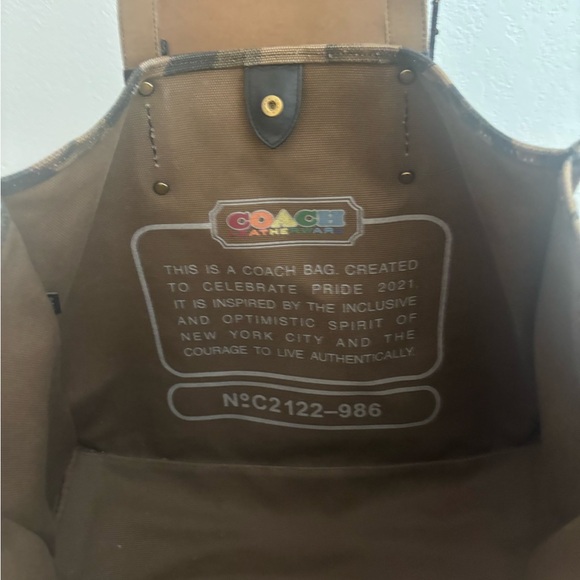 Coach Tan Leopard Print Tote with Colorful Dinosaur - Picture 3 of 6